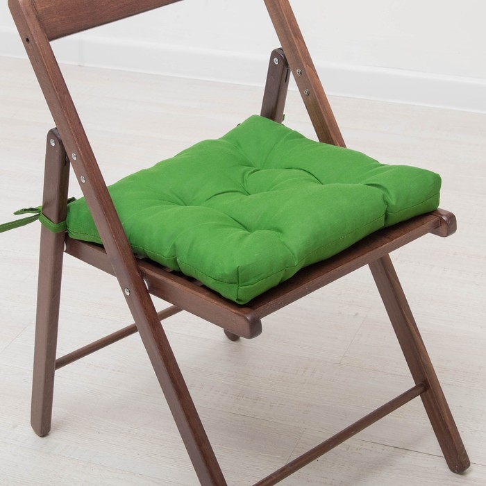 Набор подушек для стула 35х35 см 2шт, цв темно-зеленый, бязь, холлофайбер