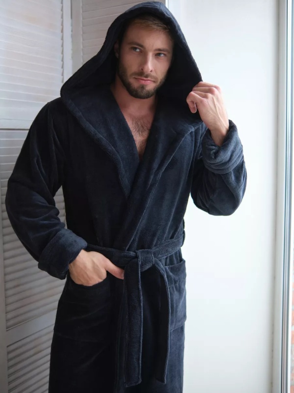 Мужской халат с капюшоном Maximus (Антрацит)